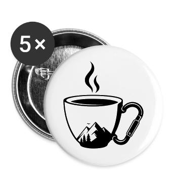 Montagnes Coffee Cup Carabiner en plein air - Lot de 5 grands badges (56 mm) - blanc - Devant