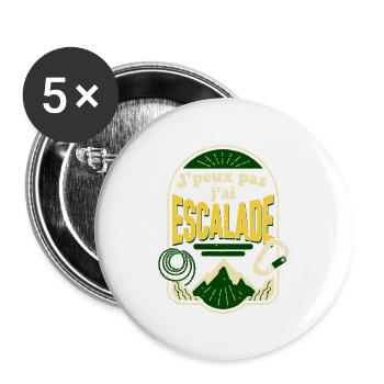 J'peux pas j'ai escalade - Lot de 5 grands badges (56 mm) - blanc - Devant