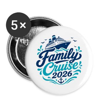 Familien Kreuzfahrt 2026 Motiv - Buttons groß 56 mm (5er Pack) - Weiß - Vorne