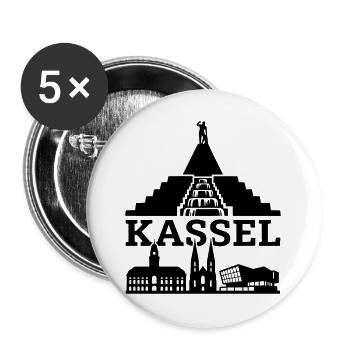 Kassel Wahrzeichen Silhouette - Buttons groß 56 mm (5er Pack) - Weiß - Vorne