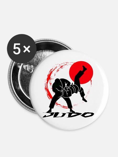 Judo - Buttons groß 56 mm (5er Pack) - Weiß