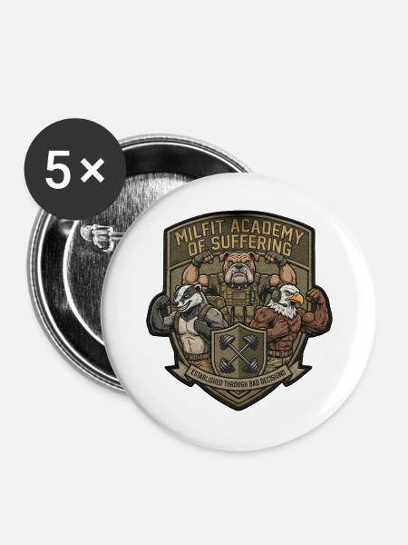 Milfit Akademie Patch Muskelhelden - Buttons groß 56 mm (5er Pack) - Weiß