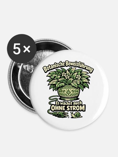 Botanische Beweisführung Ohne Strom - Buttons groß 56 mm (5er Pack) - Weiß