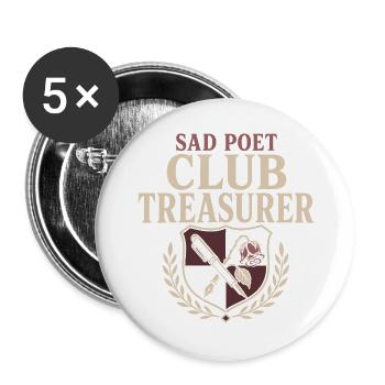 Poetcore Poet Poesie Dark Academia Geschenk - Buttons groß 56 mm (5er Pack) - Weiß - Vorne