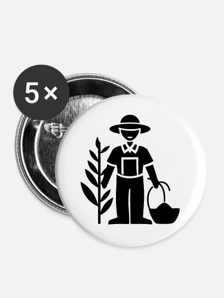 Farmer Bauer - Buttons groß 56 mm (5er Pack) - Weiß
