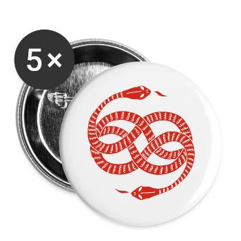 Unendliche Rote Schlangen - Buttons groß 56 mm (5er Pack) - Weiß - Vorne