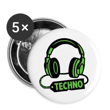 DJ Kopfhörer Techno Rave Festival Produzent - Buttons groß 56 mm (5er Pack) - Weiß - Vorne
