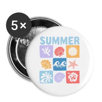 Summer – Maritime Meereswelt voller Urlaubsflair - Buttons groß 56 mm (5er Pack) - Weiß - Vorne