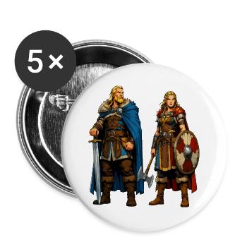 Duo de guerriers nordiques - Lot de 5 grands badges (56 mm) - blanc - Devant