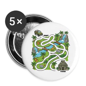 Labyrinthe de safari dans la jungle - Lot de 5 grands badges (56 mm) - blanc - Devant