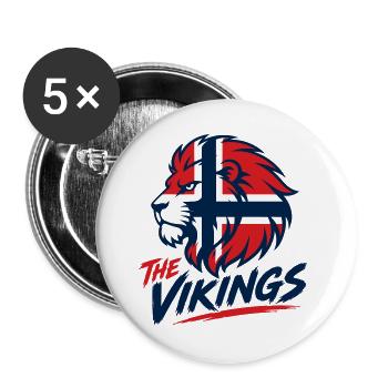Viking Löwenlogo Fussball Norwegen Nation  - Buttons groß 56 mm (5er Pack) - Weiß - Vorne