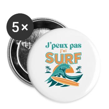 J'peux pas j'ai Surf - Lot de 5 grands badges (56 mm) - blanc - Devant