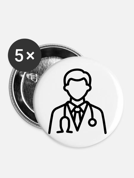 Arzt - Buttons groß 56 mm (5er Pack) - Weiß