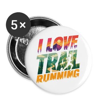 I Love Trail Running - Buttons large 2.2''/56 mm (5-pack) - white - Front