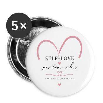 Self Love Heart | Positive Vibes Design - Buttons large 2.2''/56 mm (5-pack) - white - Front