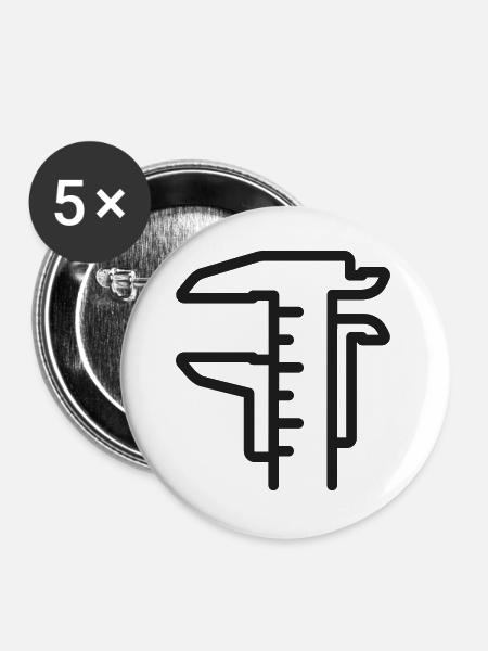Präzisionssattel-Linienillustration - Buttons groß 56 mm (5er Pack) - Weiß