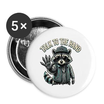 Un raton laveur cool qui dit - Lot de 5 grands badges (56 mm) - blanc - Devant