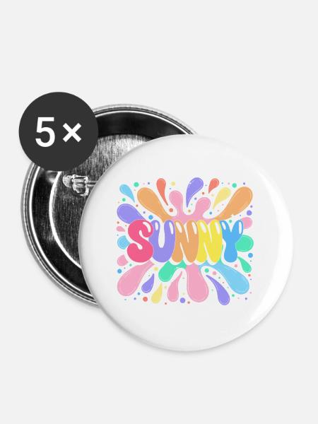 Pastell-Sonne in Ausbrüchen - Buttons groß 56 mm (5er Pack) - Weiß