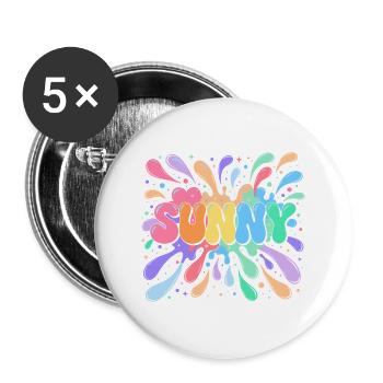 Sunny Rainbow Typography Bubble Splatter - Buttons large 2.2''/56 mm (5-pack) - white - Front