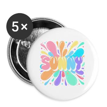 Sunny Splash Multicolored Letters - Buttons large 2.2''/56 mm (5-pack) - white - Front