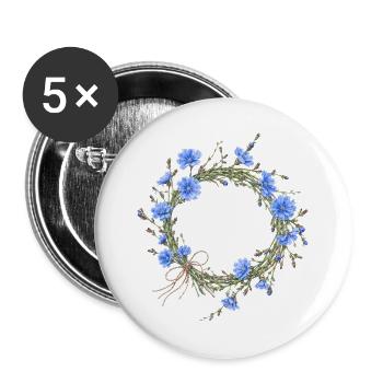 (Extraordinaire) motif de couronne de chicorée - Lot de 5 grands badges (56 mm) - blanc - Devant