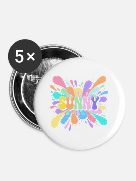 Sunny Splash Farbausbruch - Buttons groß 56 mm (5er Pack) - Weiß