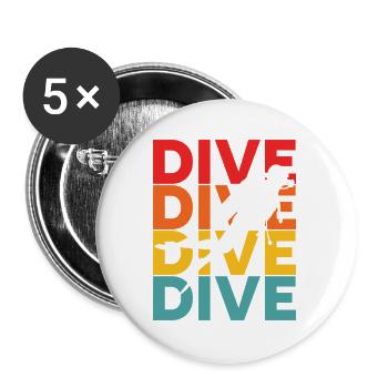 Plongée de plongée - Lot de 5 grands badges (56 mm) - blanc - Devant