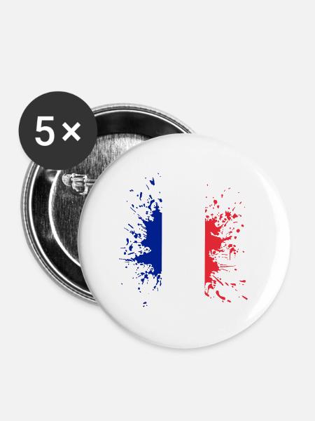 FranzösischeFlagge Spritzer - Buttons groß 56 mm (5er Pack) - Weiß