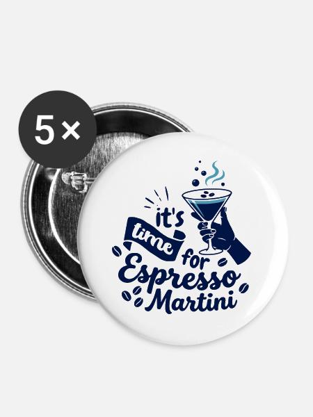 Espresso Martini Druck - Buttons groß 56 mm (5er Pack) - Weiß