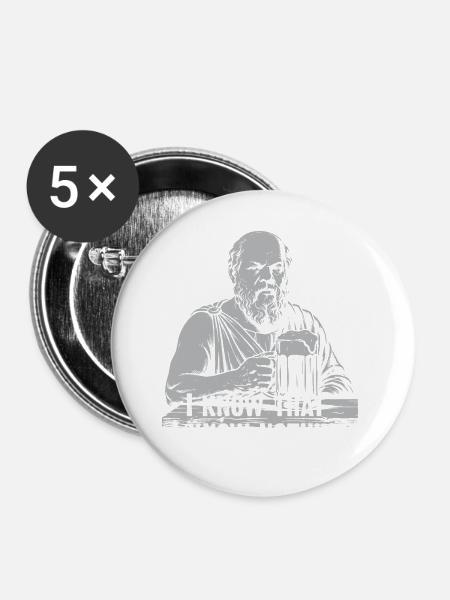 Sokrates Bierweisheit - Buttons groß 56 mm (5er Pack) - Weiß