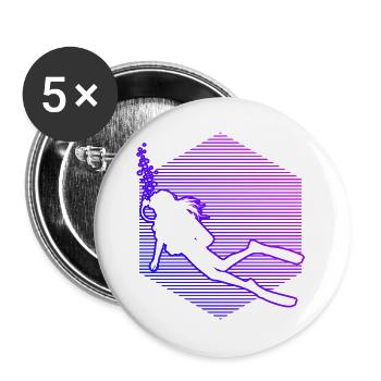 Gift idea for a diving fan with Scuba Diving - Buttons large 2.2''/56 mm (5-pack) - white - Front
