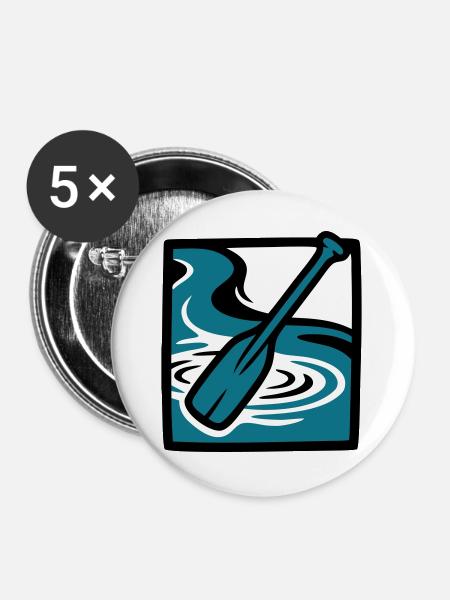 Paddel Fluss Wasser Icon - Buttons groß 56 mm (5er Pack) - Weiß