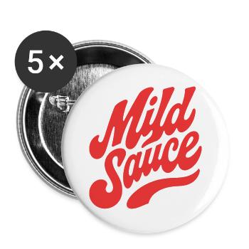 Wild Sauce Retro Script - Buttons large 2.2''/56 mm (5-pack) - white - Front