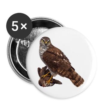 Falcon with sparrow - Buttons large 2.2''/56 mm (5-pack) - white - Front
