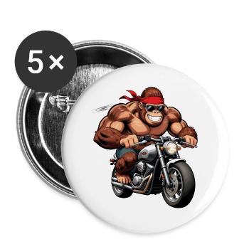 Muscular Gorilla Biker - Buttons large 2.2''/56 mm (5-pack) - white - Front