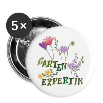 Gartenexpertin  - Buttons groß 56 mm (5er Pack) - Weiß - Vorne
