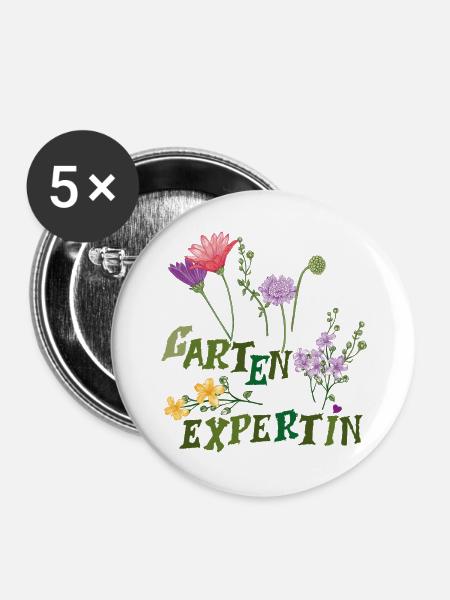 Gartenexpertin - Buttons groß 56 mm (5er Pack) - Weiß