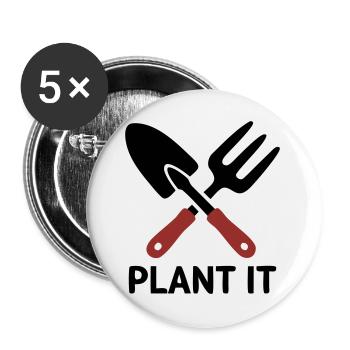 Garden Tool Plant It Logo - Buttons large 2.2''/56 mm (5-pack) - white - Front