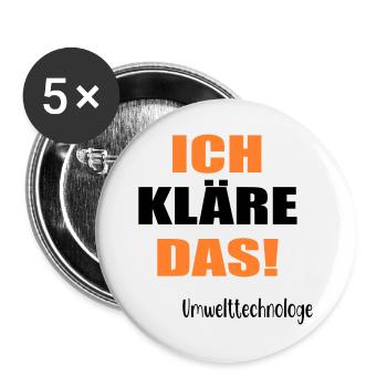 Umwelttechnologe Abwasser - Buttons groß 56 mm (5er Pack) - Weiß - Vorne
