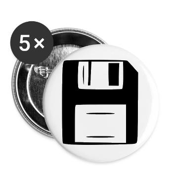 Floppy Disk Computer Retro Gift - Buttons large 2.2''/56 mm (5-pack) - white - Front