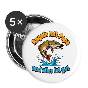 Fishing with Dad - Buttons large 2.2''/56 mm (5-pack) - white - Front