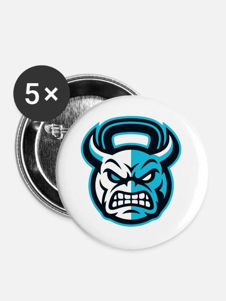 Kettlebell Monster Icon - Buttons groß 56 mm (5er Pack) - Weiß