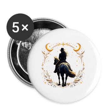 Nächtlicher Reiter in goldenem Rahmen - Buttons groß 56 mm (5er Pack) - Weiß - Vorne