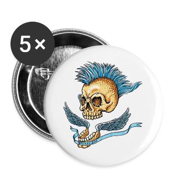 Punk_Skull - Buttons groß 56 mm (5er Pack) - Weiß - Vorne