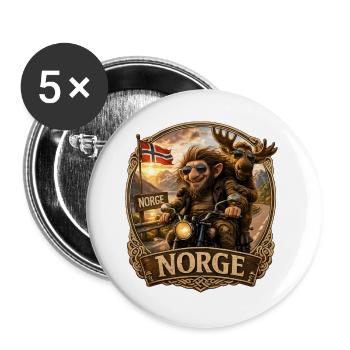 Norge - Buttons groß 56 mm (5er Pack) - Weiß - Vorne