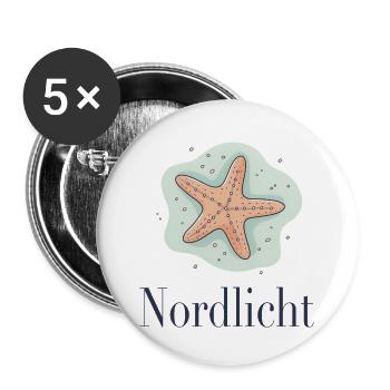 Nordlicht – Maritimes Küsten Design - Buttons groß 56 mm (5er Pack) - Weiß - Vorne