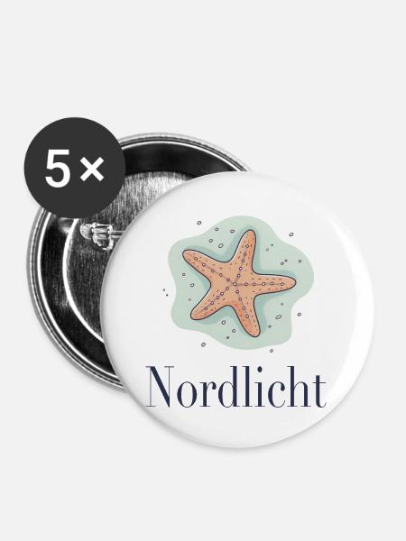 Nordlicht – Maritimes Küsten Design - Buttons groß 56 mm (5er Pack) - Weiß