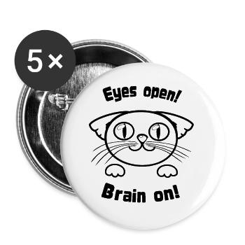 EyesOpenCat - Buttons groß 56 mm (5er Pack) - Weiß - Vorne