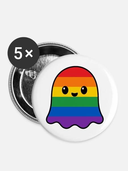 Regenbogen Pride Geist - Buttons groß 56 mm (5er Pack) - Weiß