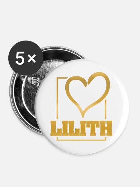 Maedchenname Lilith - Buttons groß 56 mm (5er Pack) - Weiß